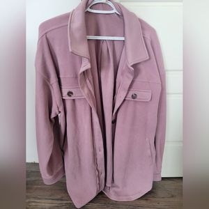 La Miel Oversize fleece shacket, size small, color dusty rose/mauve